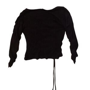 Steve Madden Black Ruched Long Sleeve Top - XS/S
